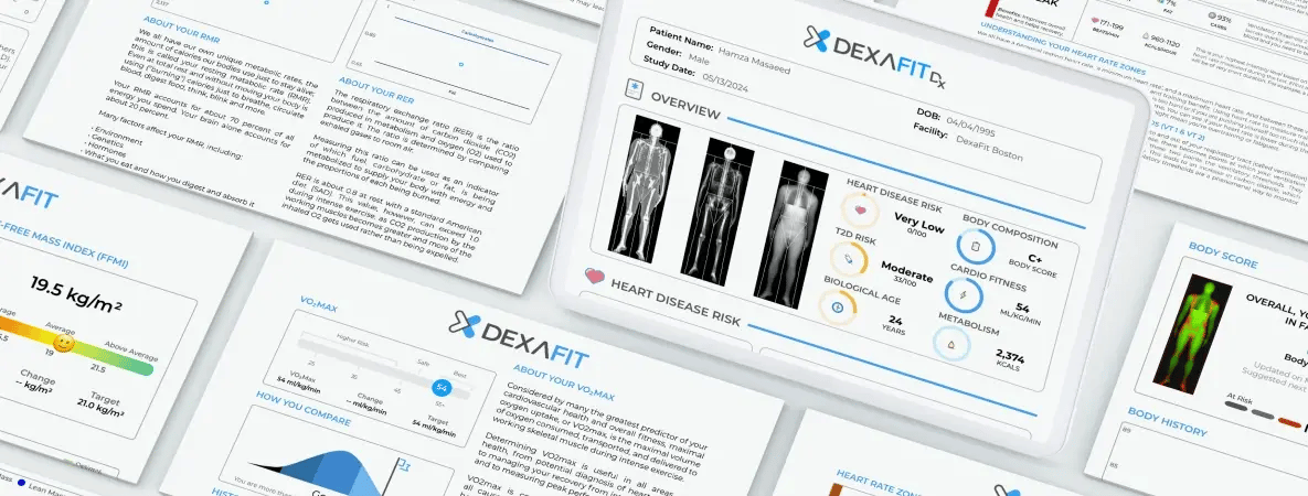 Various detailed health and fitness reports from DexaFit