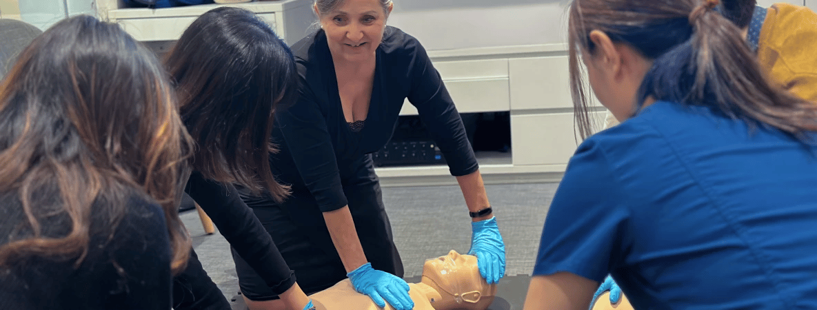 An instructor taking first aid training courses
